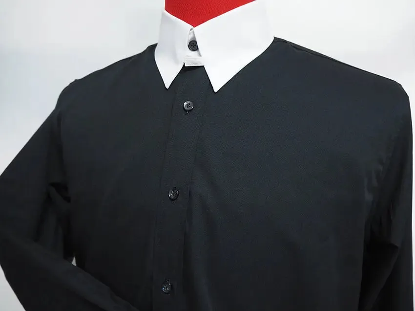 Men's Tab Collar Shirt | Black and White Tab Collar Shirt