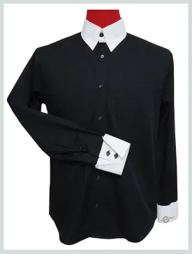 Men's Tab Collar Shirt | Black and White Tab Collar Shirt