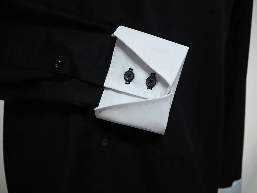 Men's Tab Collar Shirt | Black and White Tab Collar Shirt
