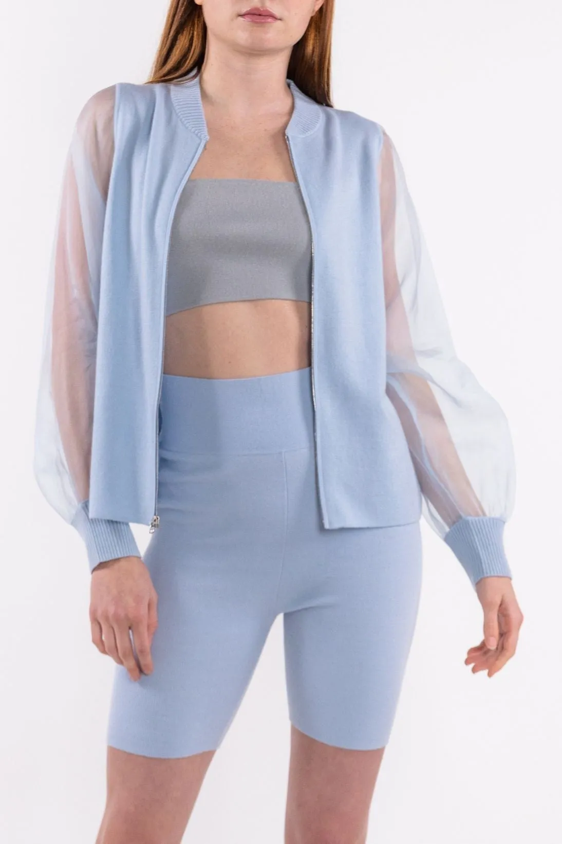 ORGANZA TRIM BOMBER JACKET