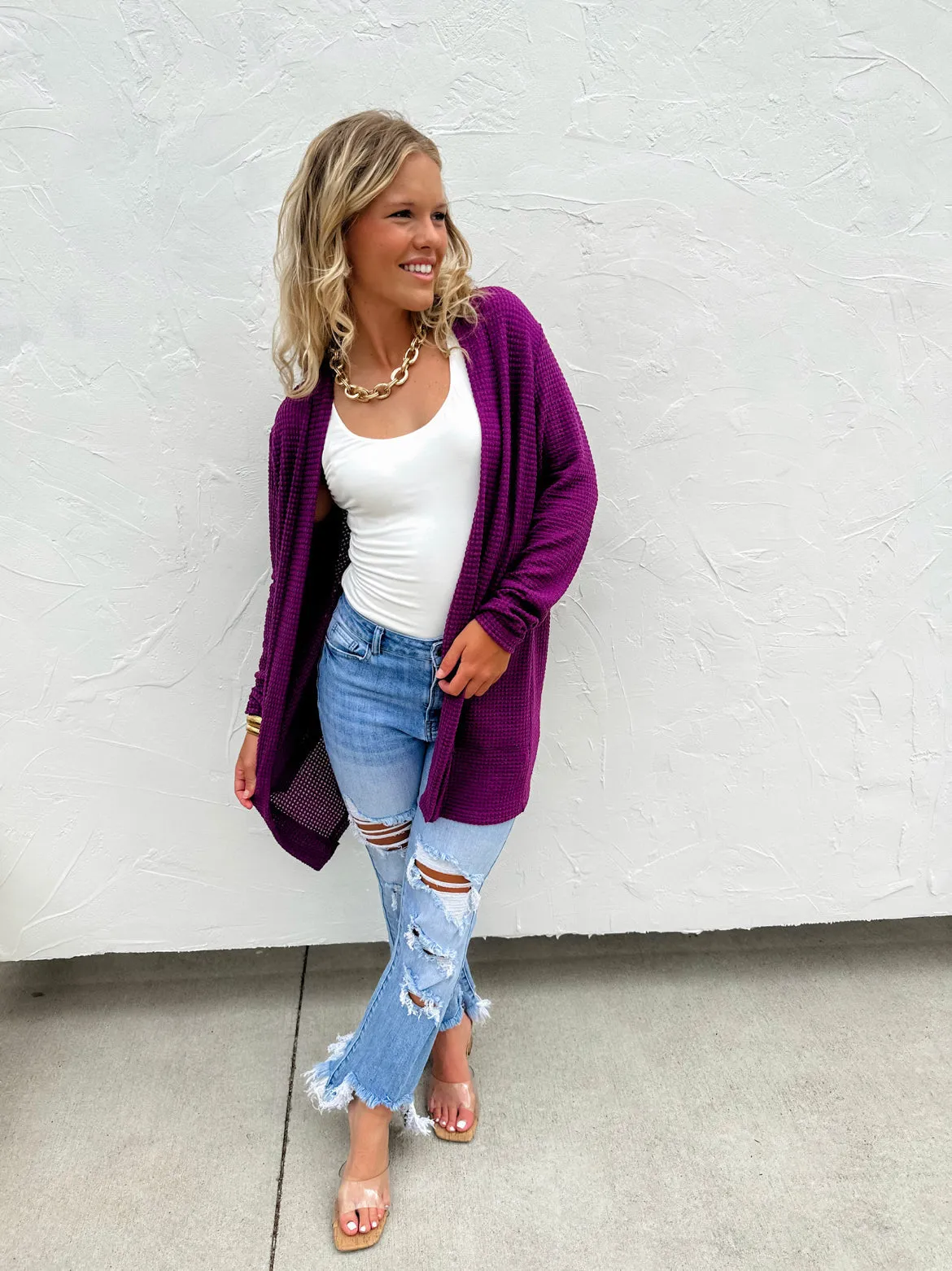 OS PLUS ONLY Lola Cardigan in Purple