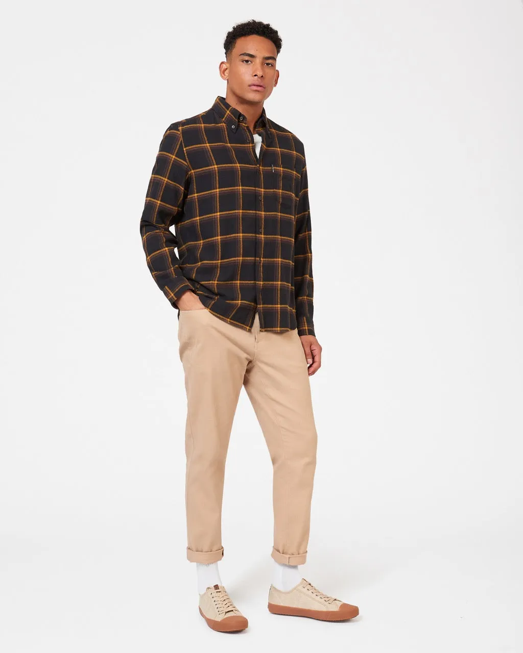 Oversized Brushed Check Shirt - Black