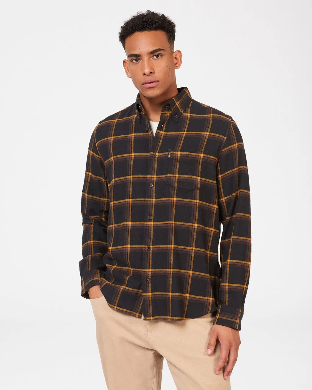 Oversized Brushed Check Shirt - Black