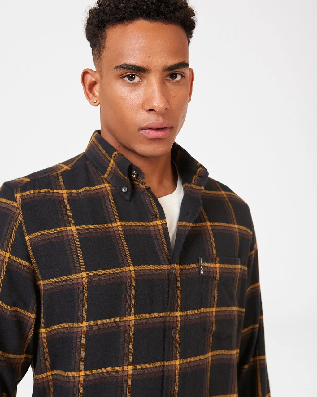 Oversized Brushed Check Shirt - Black