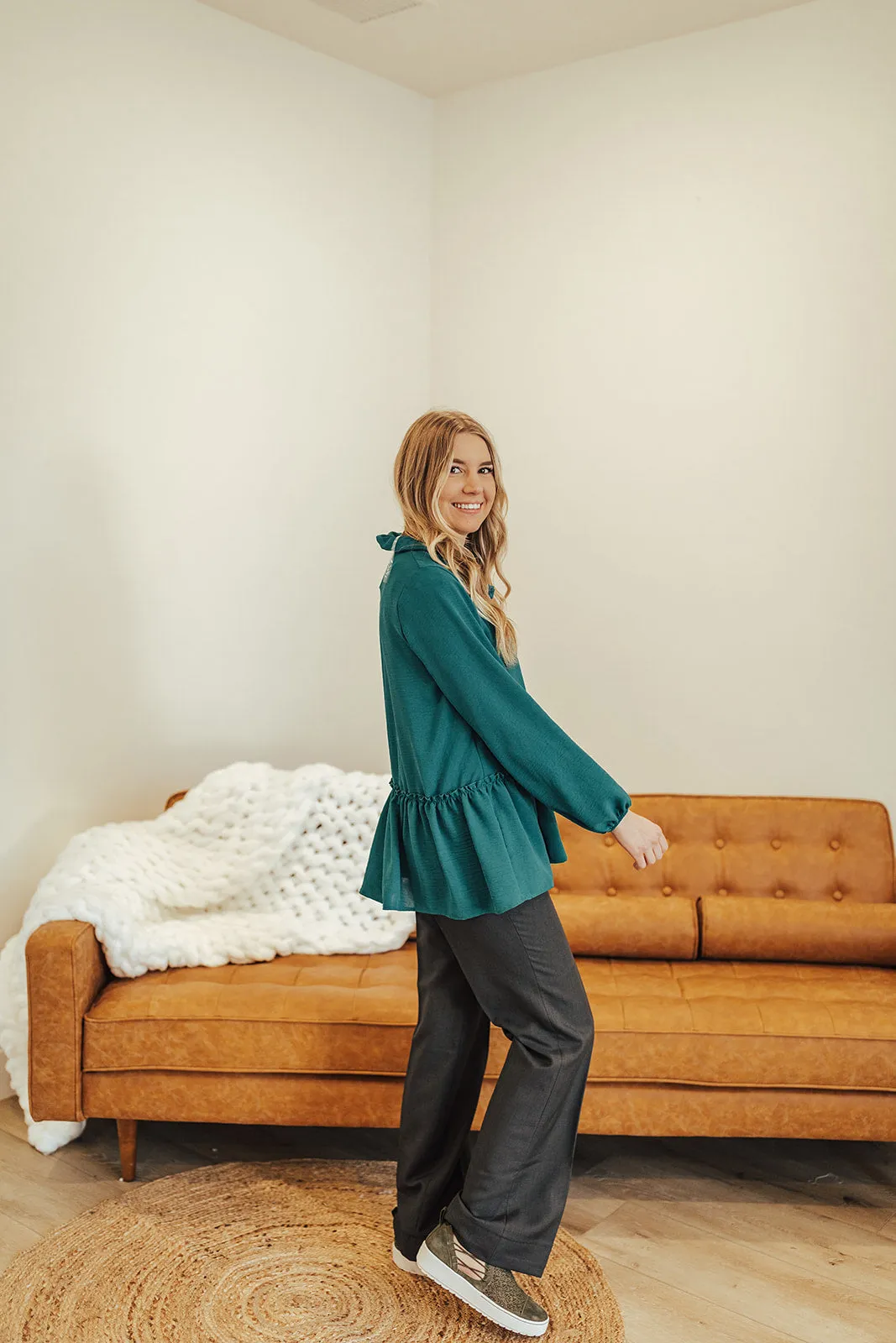 Rashae Ruffle Top Teal Sage