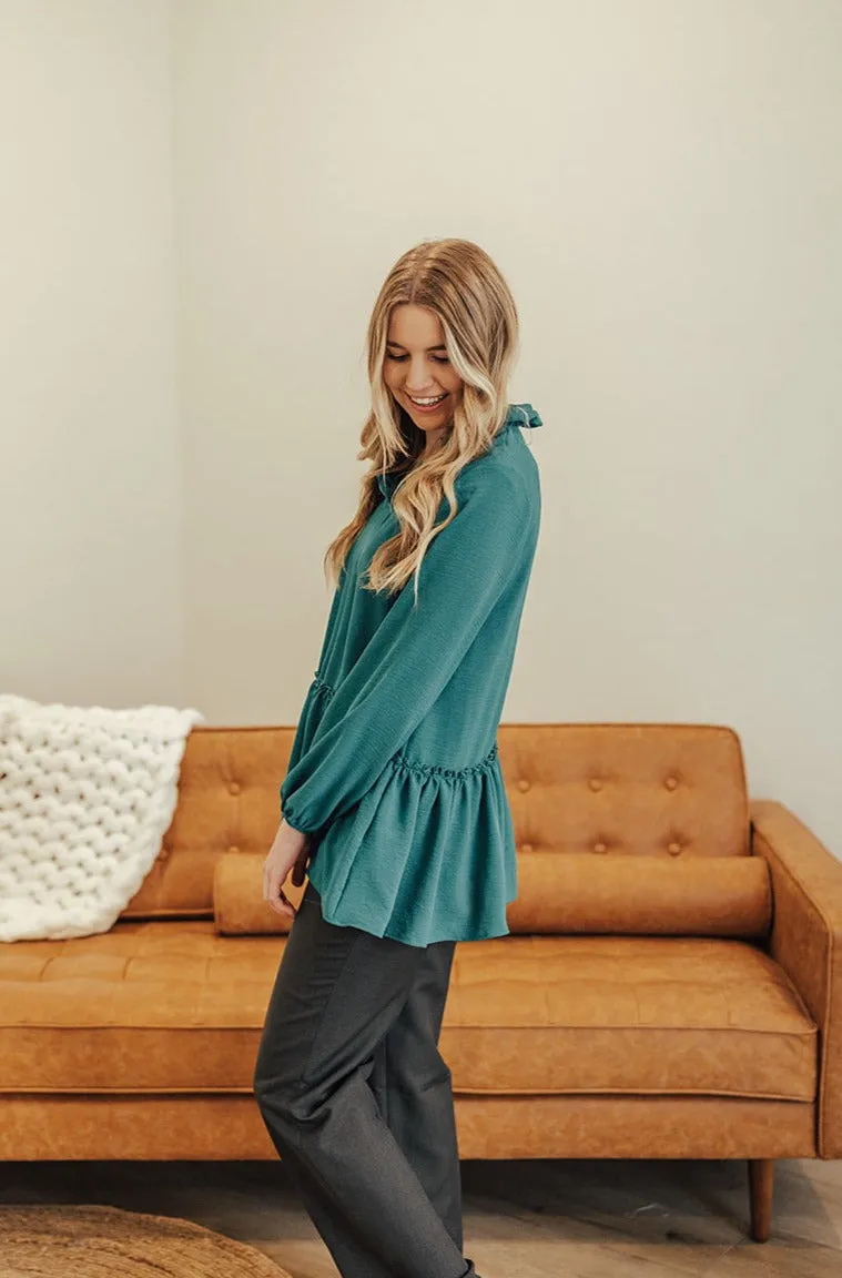 Rashae Ruffle Top Teal Sage