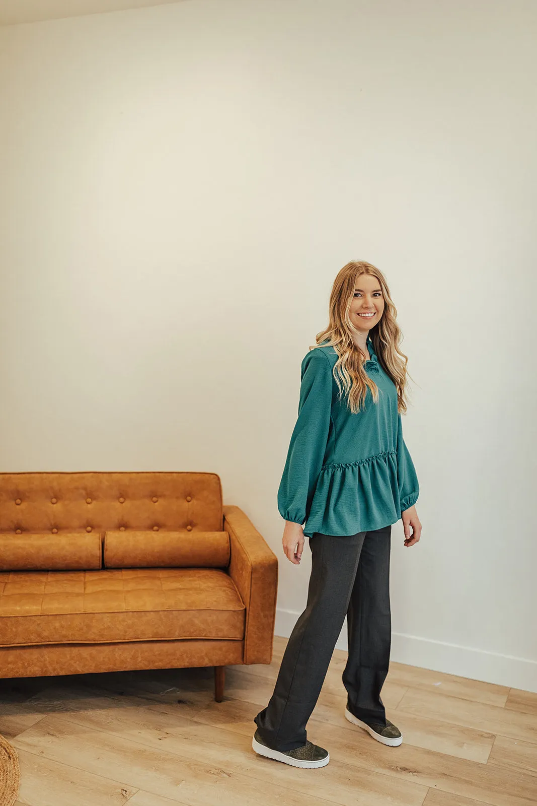 Rashae Ruffle Top Teal Sage