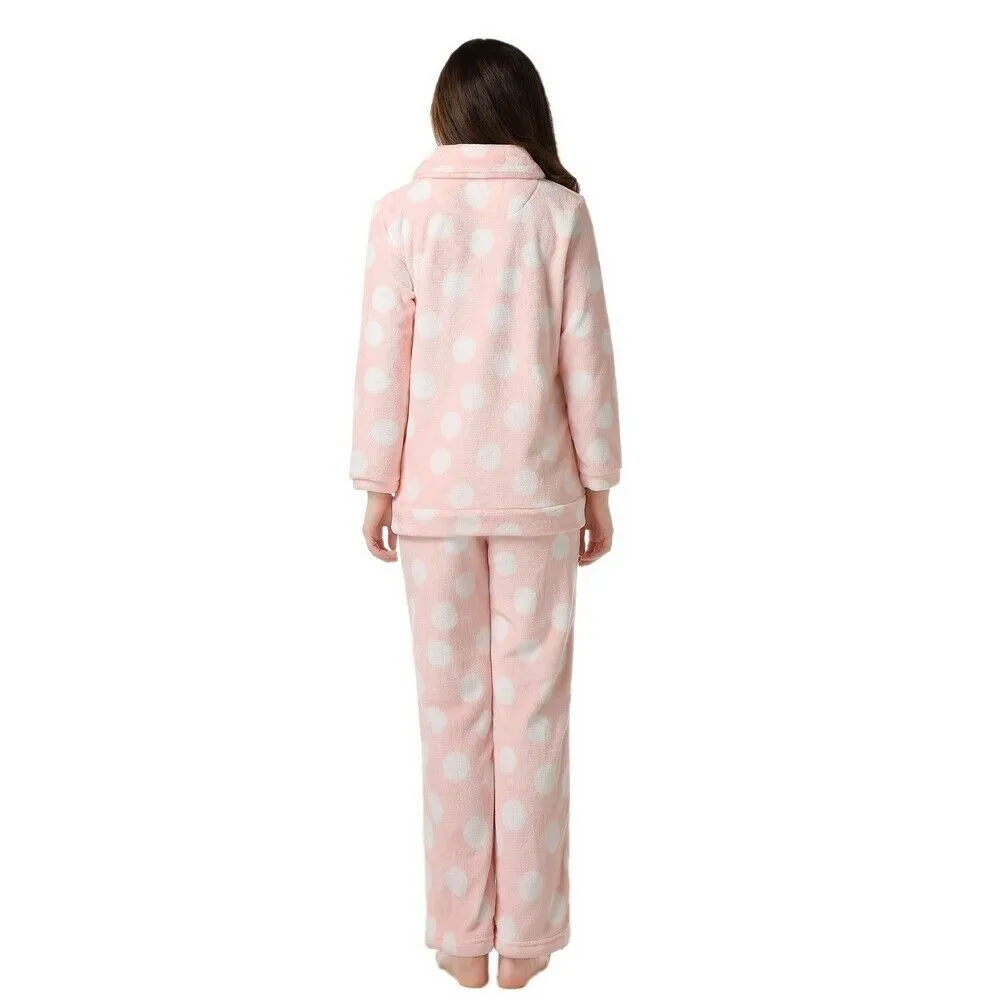 RH Women's Pajama Set Polka Soft Fleece Two-Piece Set Loungewear Sleep RHW2497