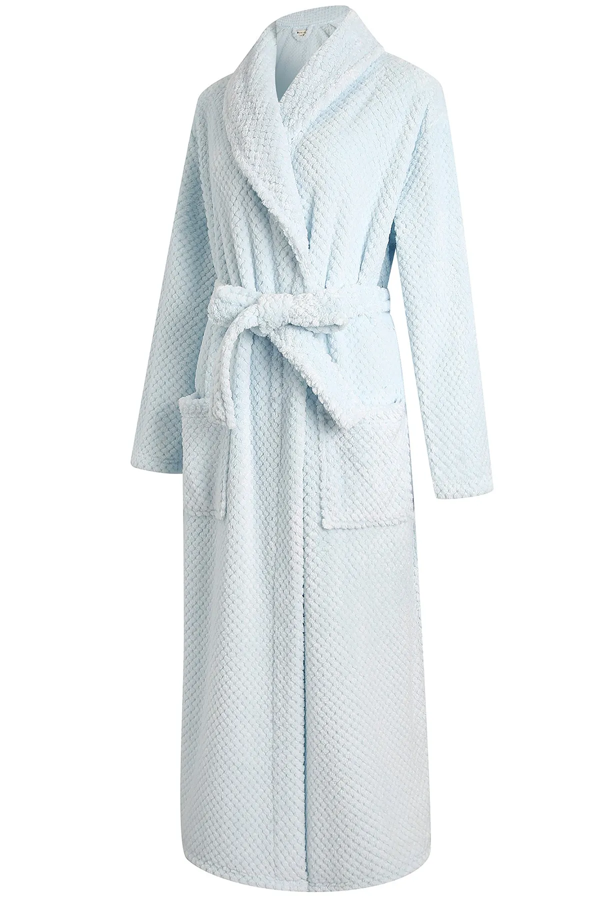 Richie House Women's Long Robe Plush Soft Warm Fleece Elegant Lounger Collar Style Bathrobe Housecoat Sleepwear for Ladies RHW2881
