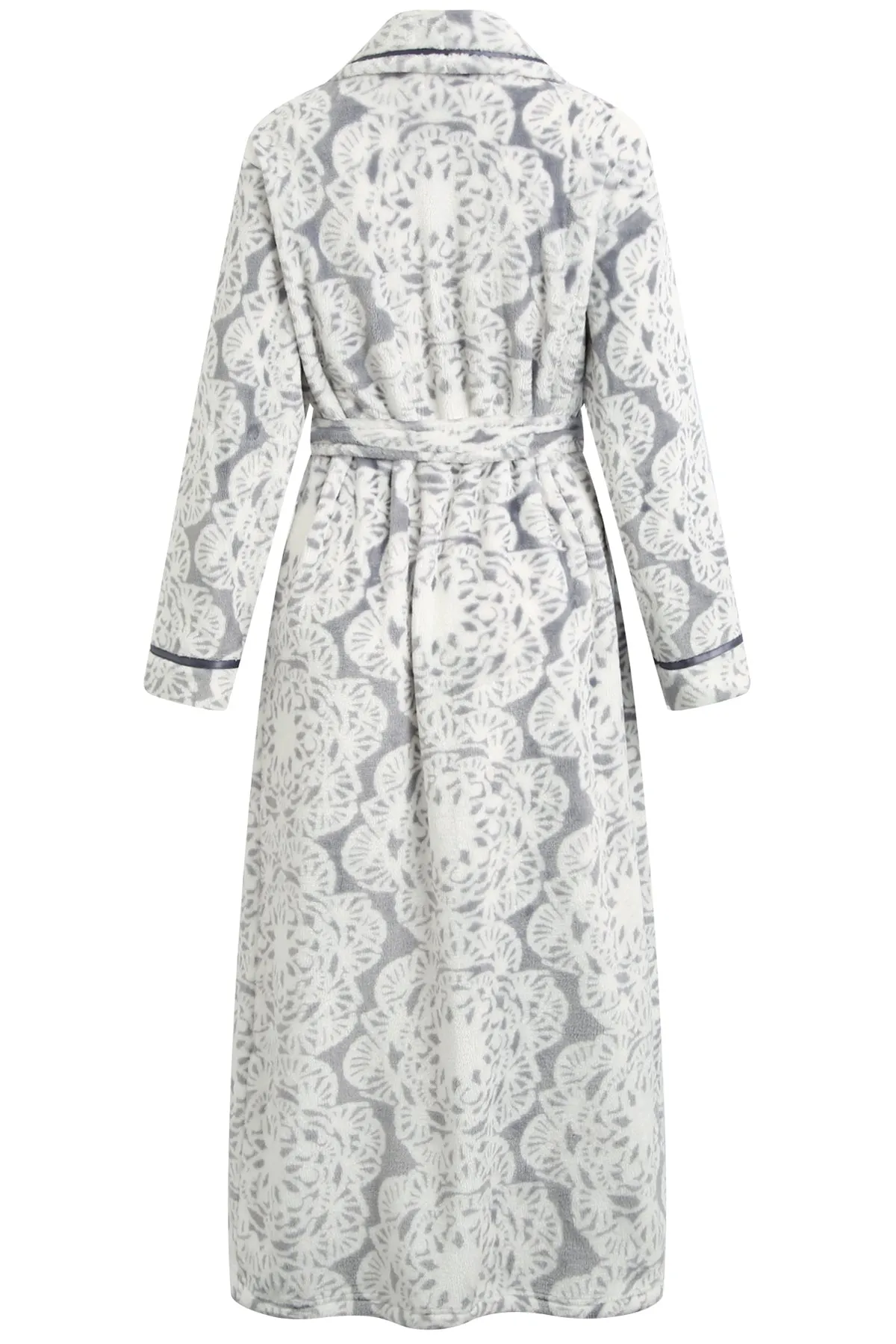 Richie House Women's Long Robe Plush Soft Warm Fleece Elegant Lounger Collar Style Bathrobe Housecoat Sleepwear for Ladies RHW2881