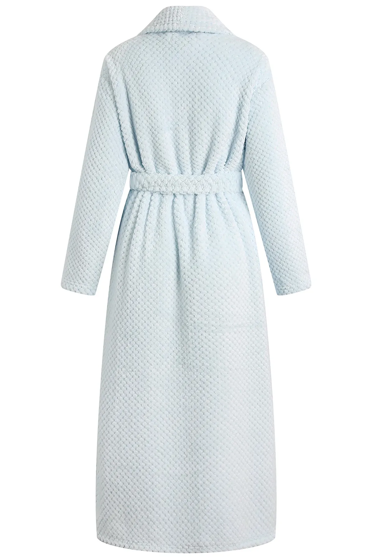 Richie House Women's Long Robe Plush Soft Warm Fleece Elegant Lounger Collar Style Bathrobe Housecoat Sleepwear for Ladies RHW2881