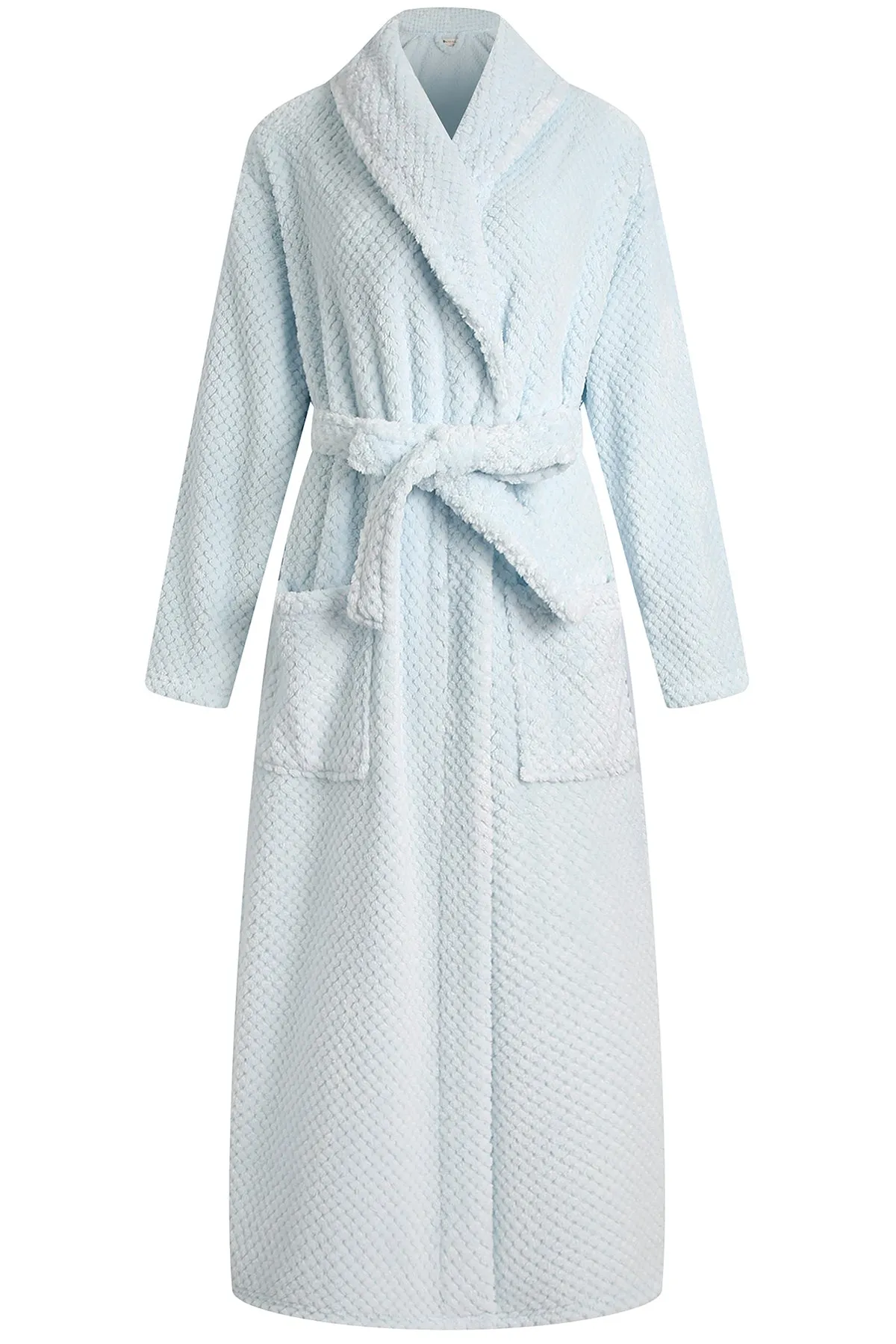 Richie House Women's Long Robe Plush Soft Warm Fleece Elegant Lounger Collar Style Bathrobe Housecoat Sleepwear for Ladies RHW2881