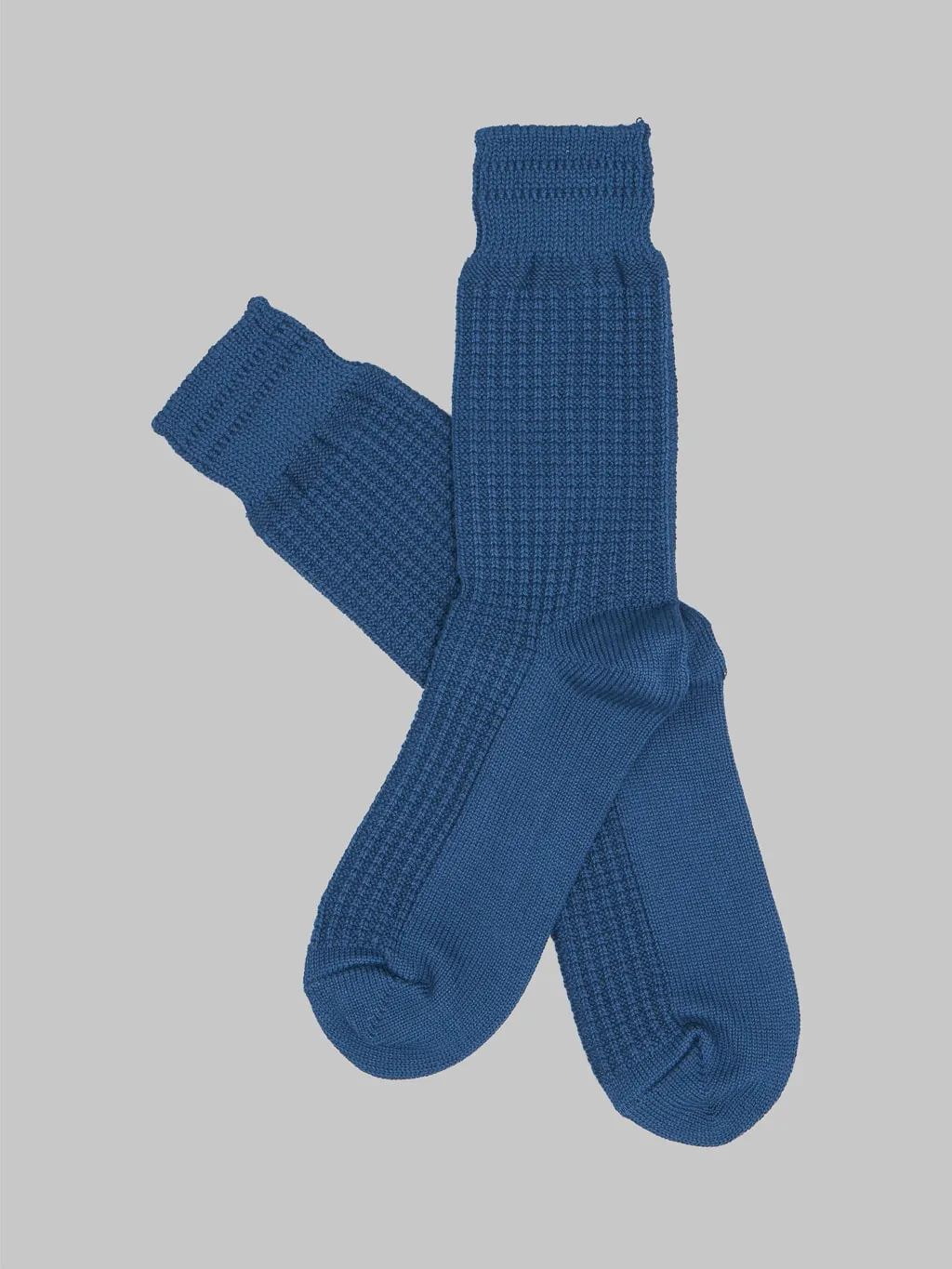 ROTOTO Cotton Waffle Crew Socks Dull Blue
