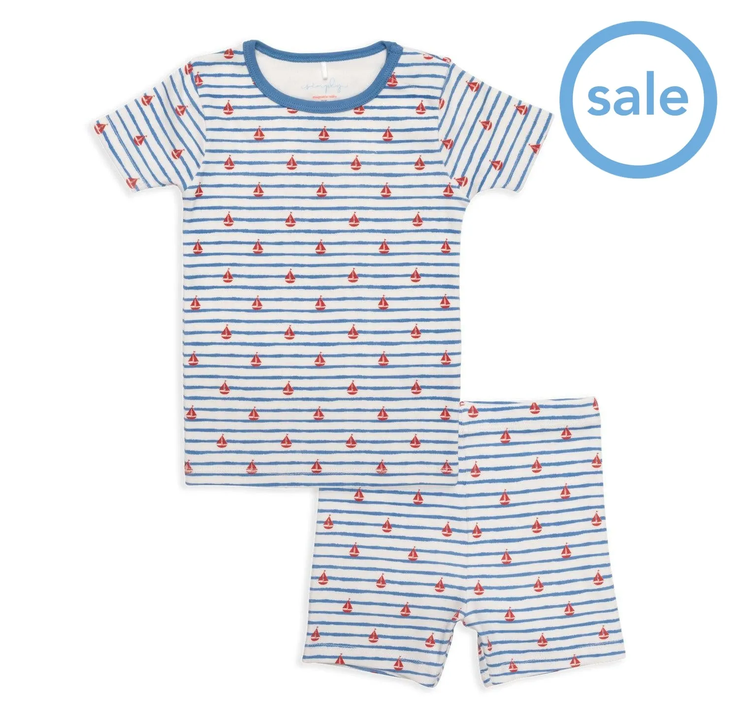 sailing vibe organic cotton magnetic toddler pjs - shorts