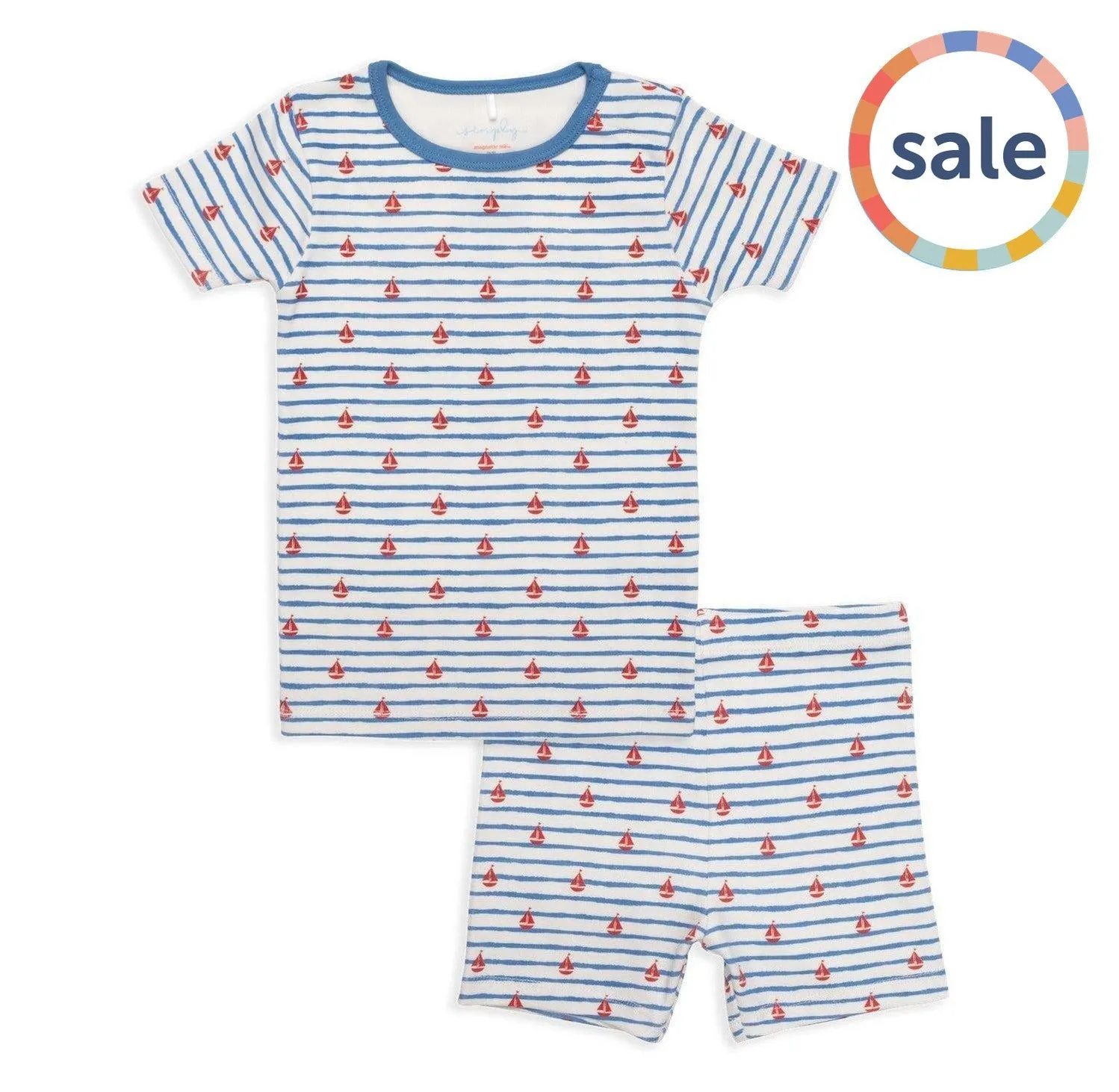 sailing vibe organic cotton magnetic toddler pjs - shorts