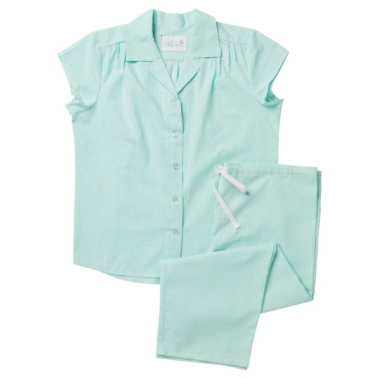 Seersucker Stripe Capri - Mint