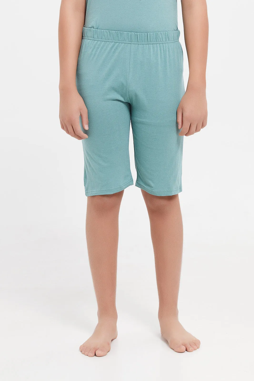 Senior Boys Mint Panther Face Pyjama Set (2 Piece)