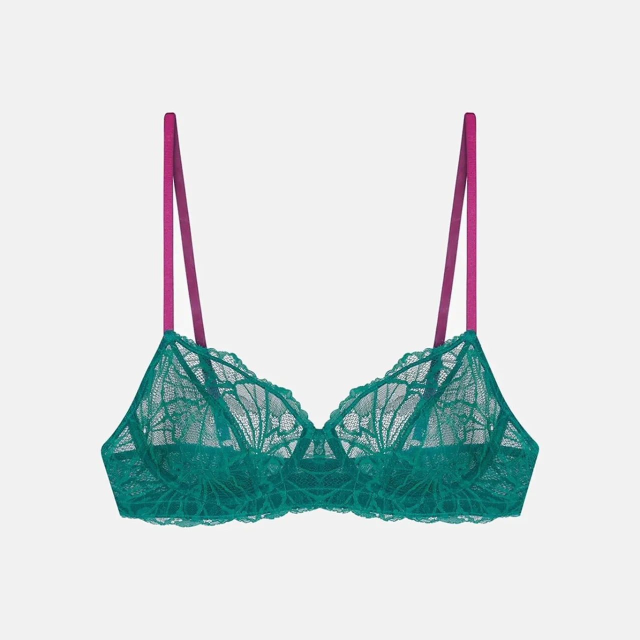 Simone Graphic Lace Underwire Bra in Dark Green