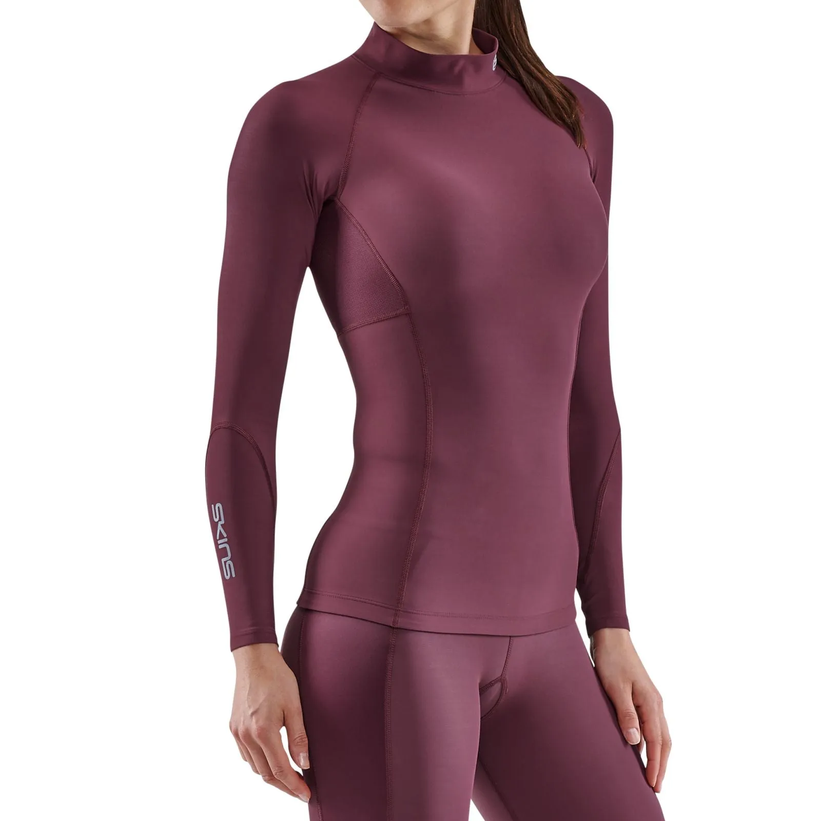 SKINS SERIES-3 WOMEN'S THERMAL LONG SLEEVE TOP BURGUNDY