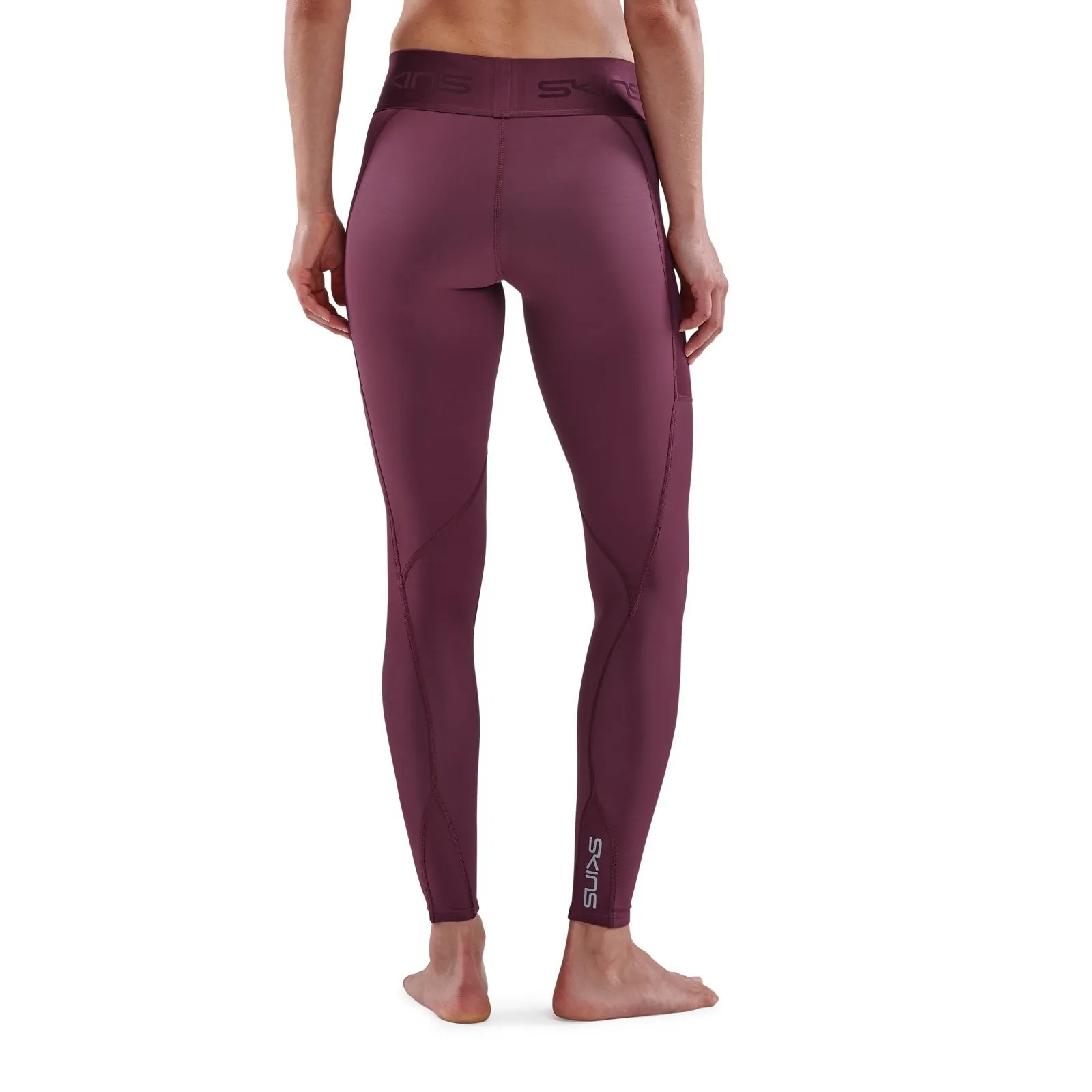 SKINS SERIES-3 WOMEN'S THERMAL LONG TIGHTS BURGUNDY