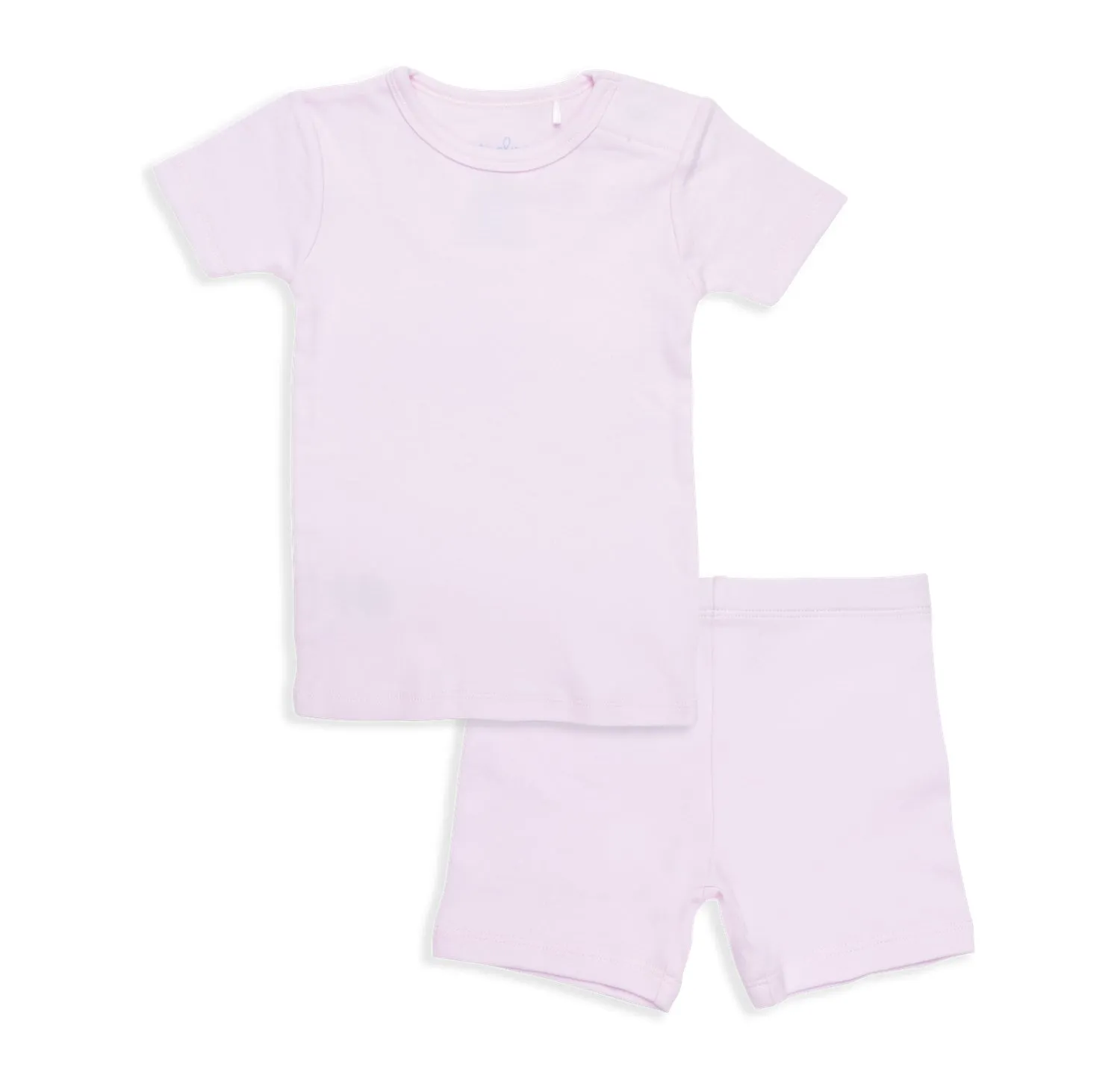soft petal pink organic cotton magnetic toddler pjs - shorts