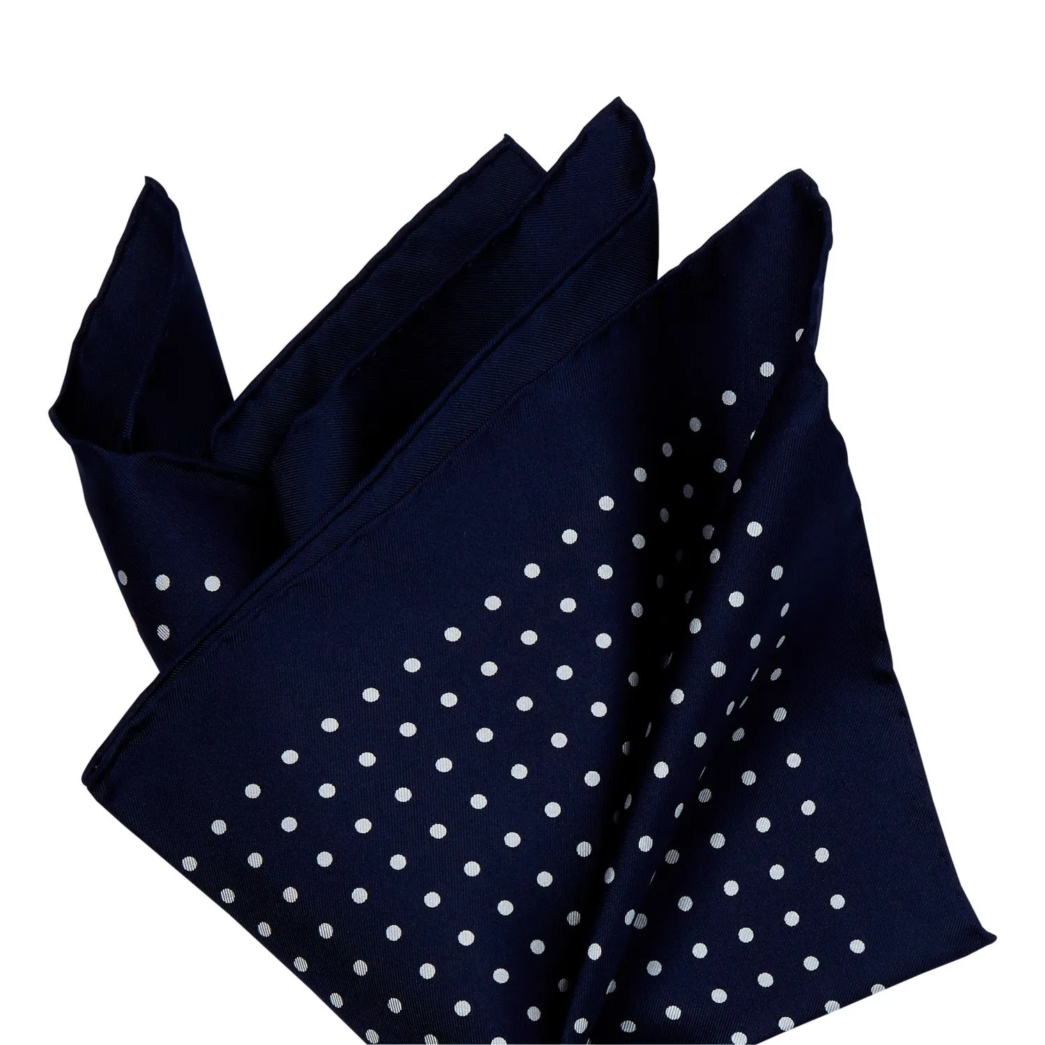 Sovereign Grade 100% Silk Navy London Dot Pocket Square