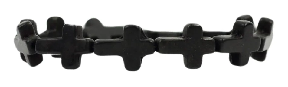Stacker Stretch Bracelet - Black Cross