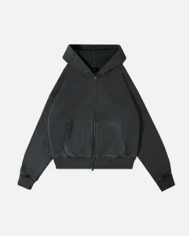 Thermal Lined Zip Hoodie - Vintage Black
