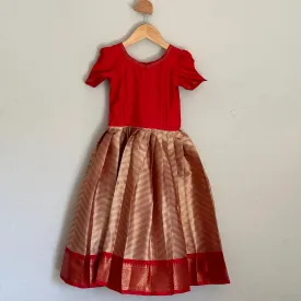 Vibrant Katan Silk Frock | 2-3 Yrs