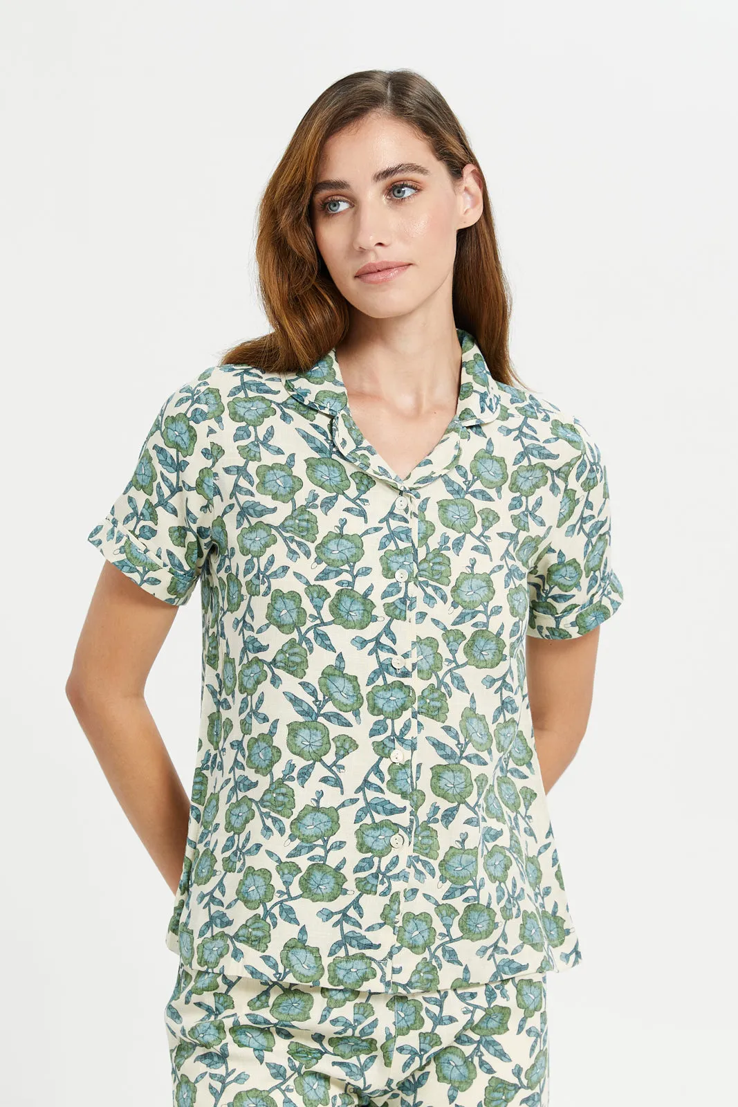Women Green Classic Pattern Pyjama Set (2 Piece)