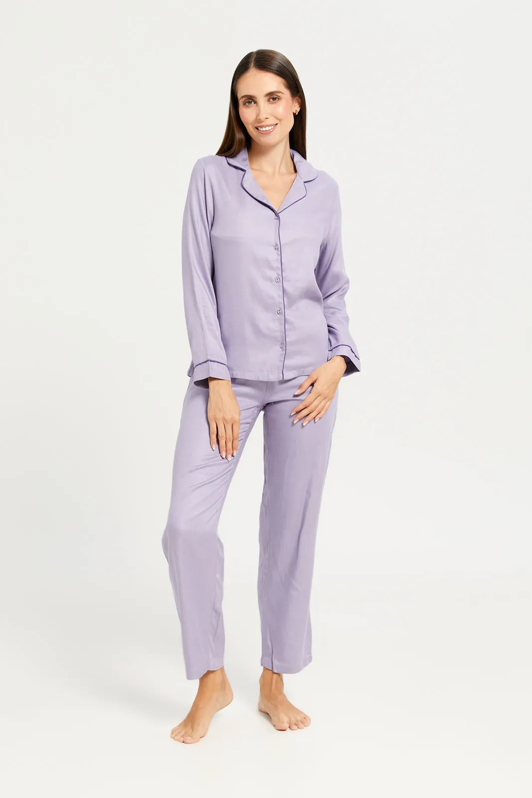 Women Lilac Classic Pyjama Set (2 Piece)