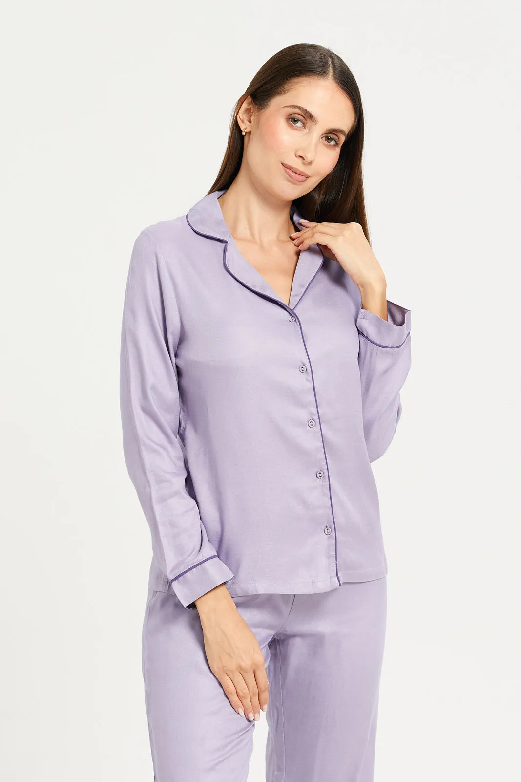 Women Lilac Classic Pyjama Set (2 Piece)