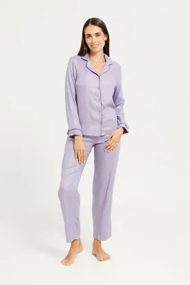 Women Lilac Classic Pyjama Set (2 Piece)