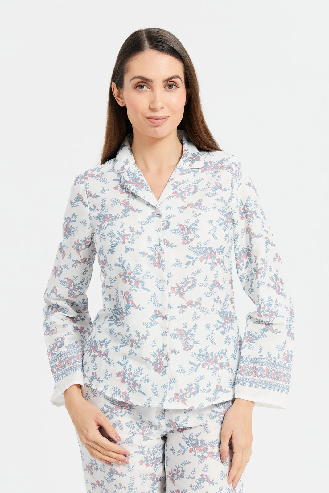 Women Lilac Cotton Satin Border Classic Pyjama Set (2 Piece)