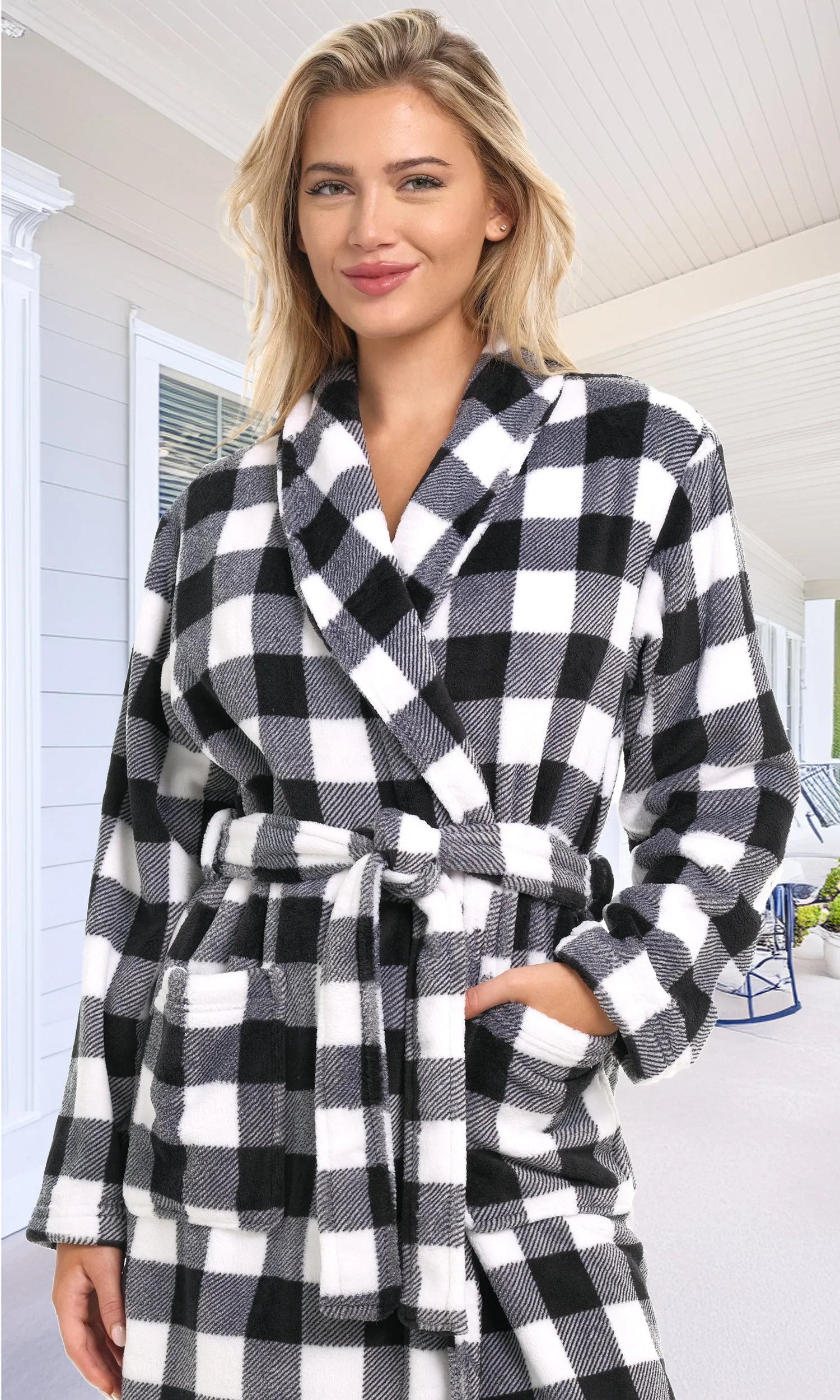Women's Classic Winter Robe, Plush Fleece Bathrobe