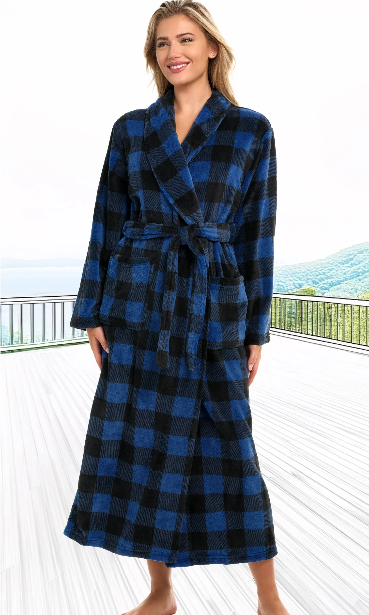 Women's Classic Winter Robe, Plush Fleece Bathrobe