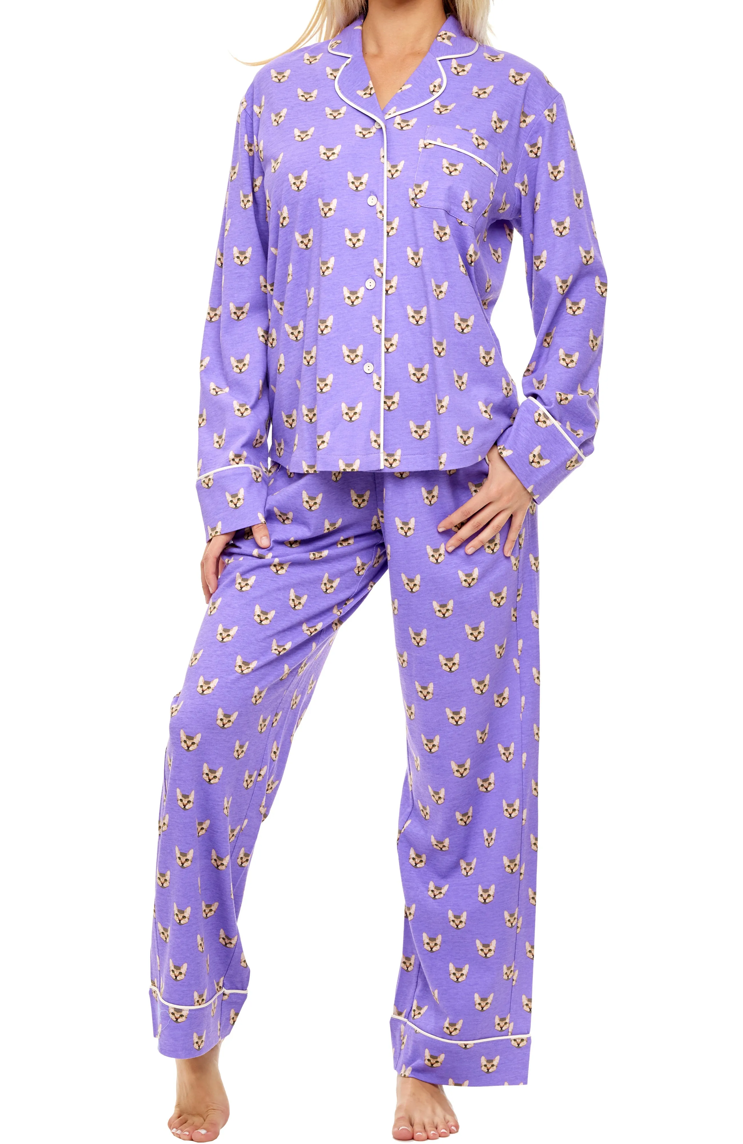 Womens Long Sleeve Knit Pajamas