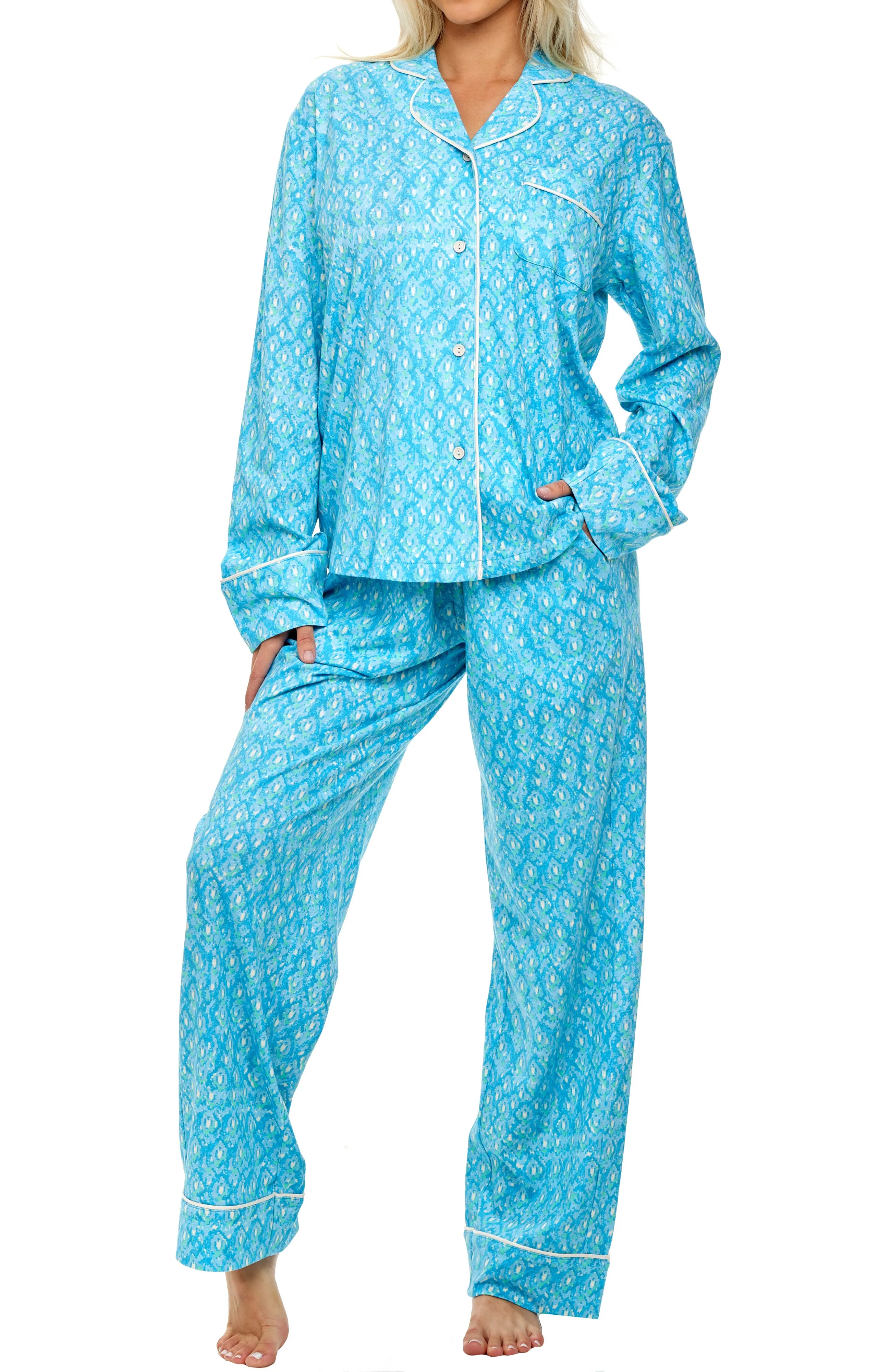 Womens Long Sleeve Knit Pajamas