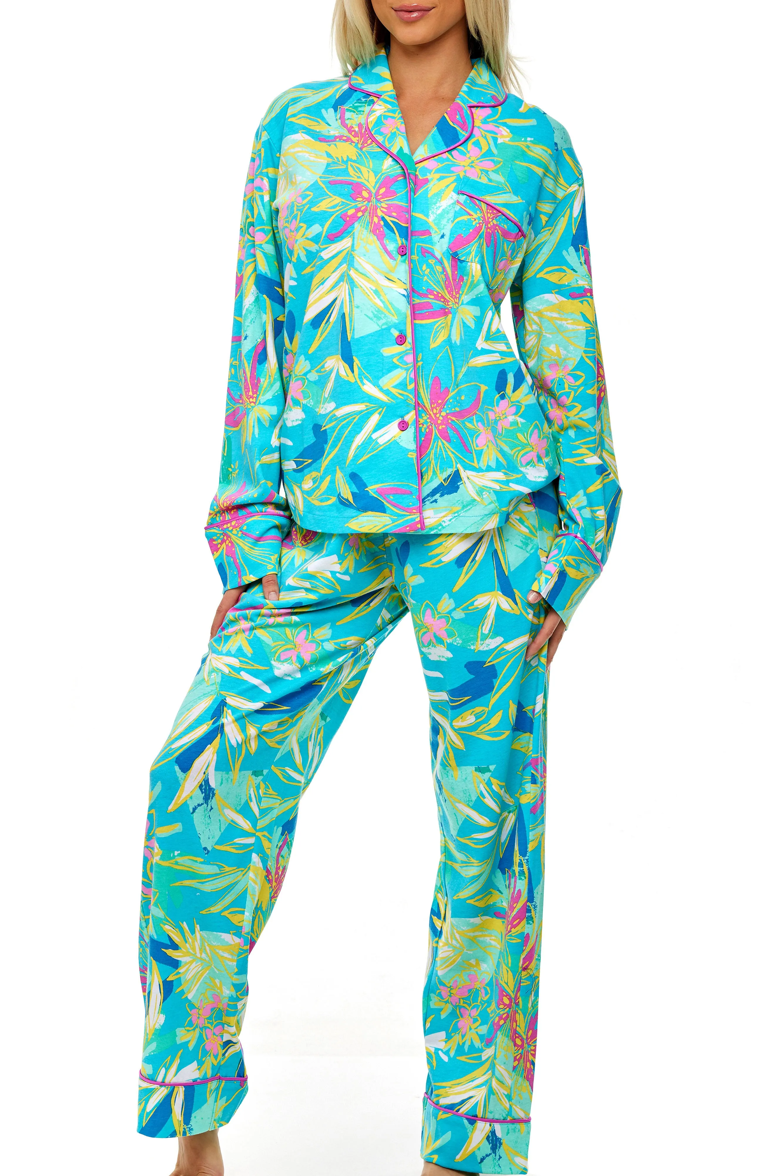Womens Long Sleeve Knit Pajamas