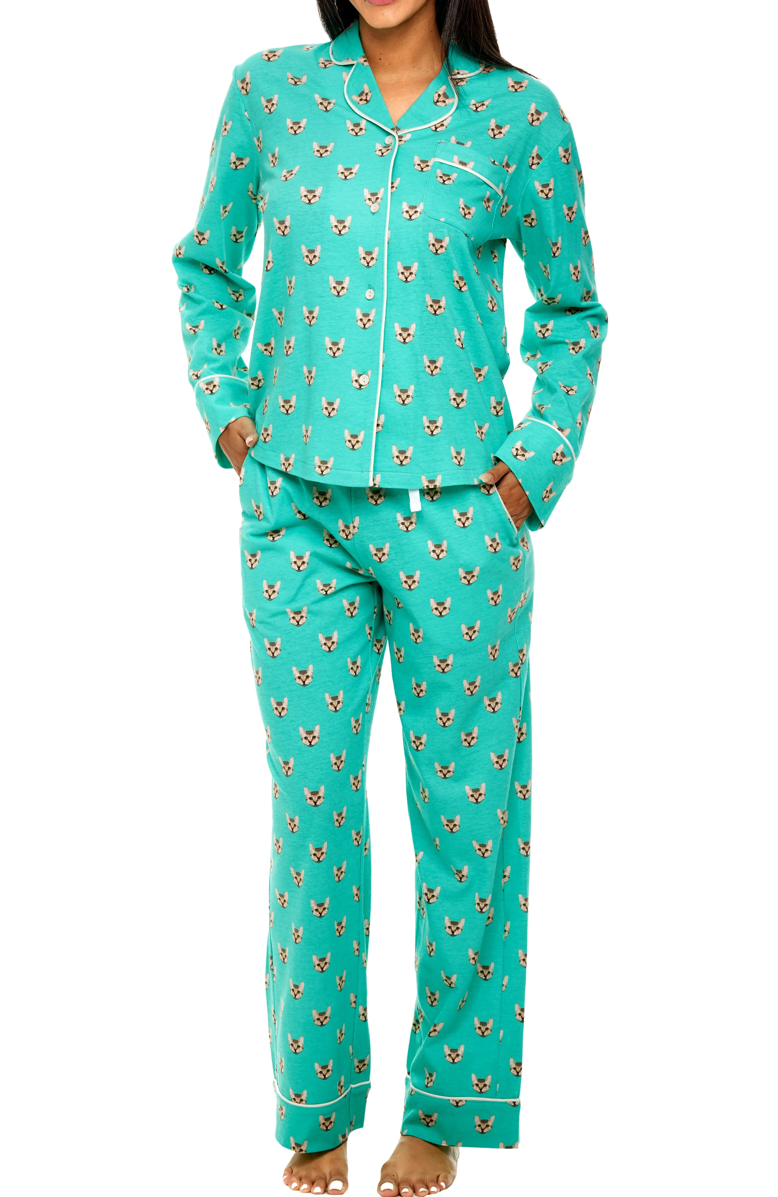 Womens Long Sleeve Knit Pajamas