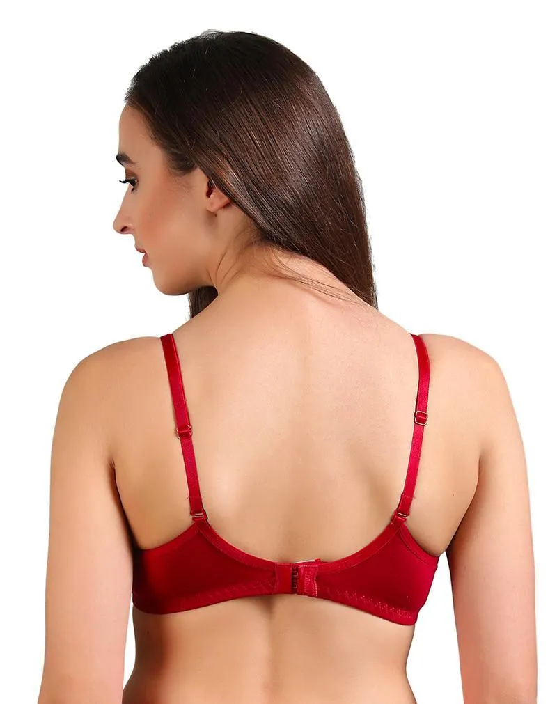 Women's non padded seamless soft cotton t shirt bra combo- Pack of 2