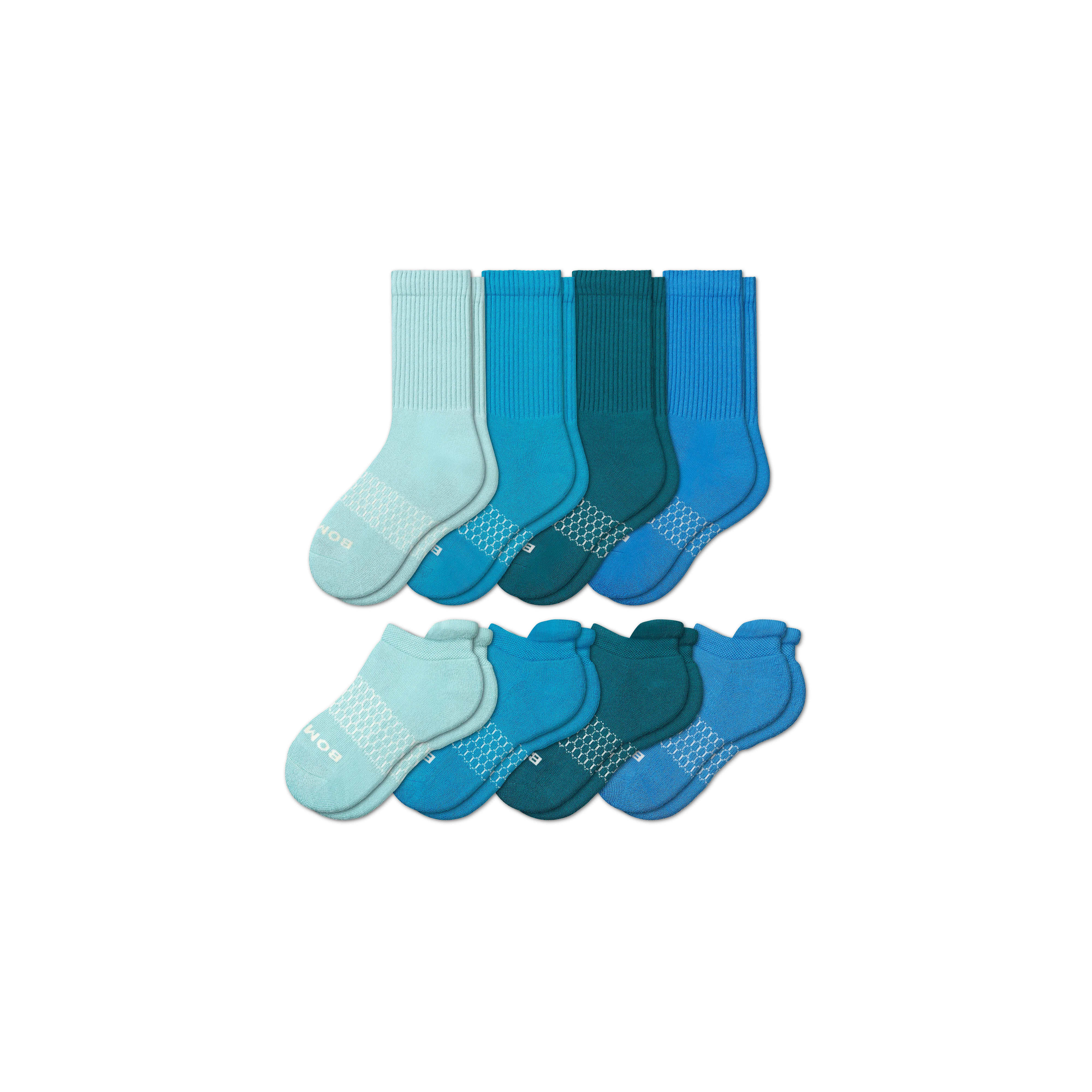 Youth Solids Calf & Ankle Sock 8-Pack