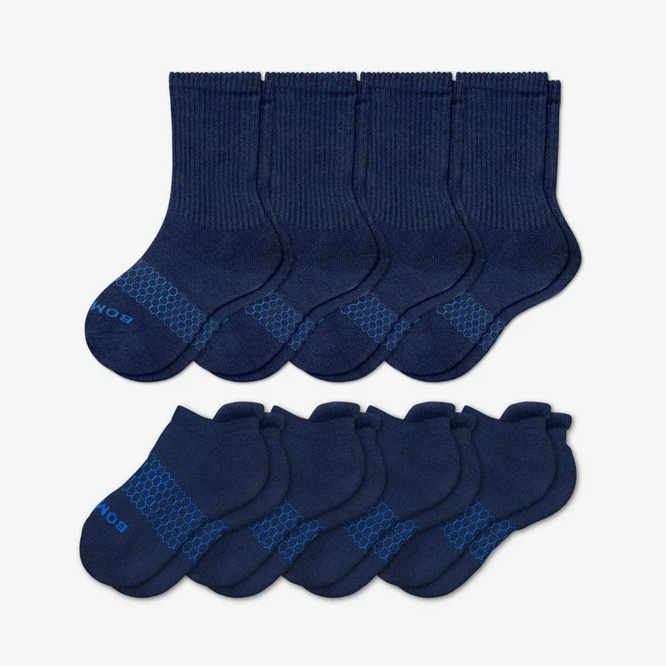 Youth Solids Calf & Ankle Sock 8-Pack