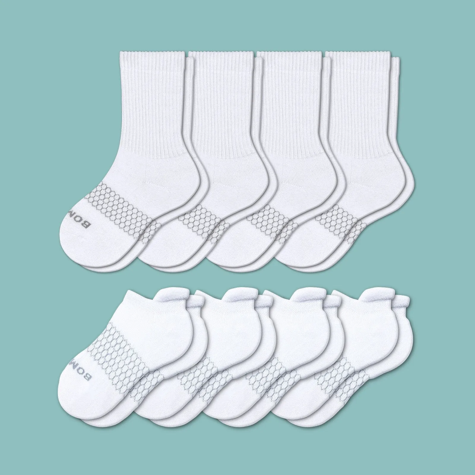 Youth Solids Calf & Ankle Sock 8-Pack