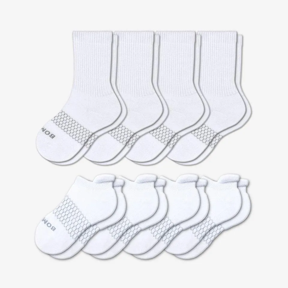 Youth Solids Calf & Ankle Sock 8-Pack