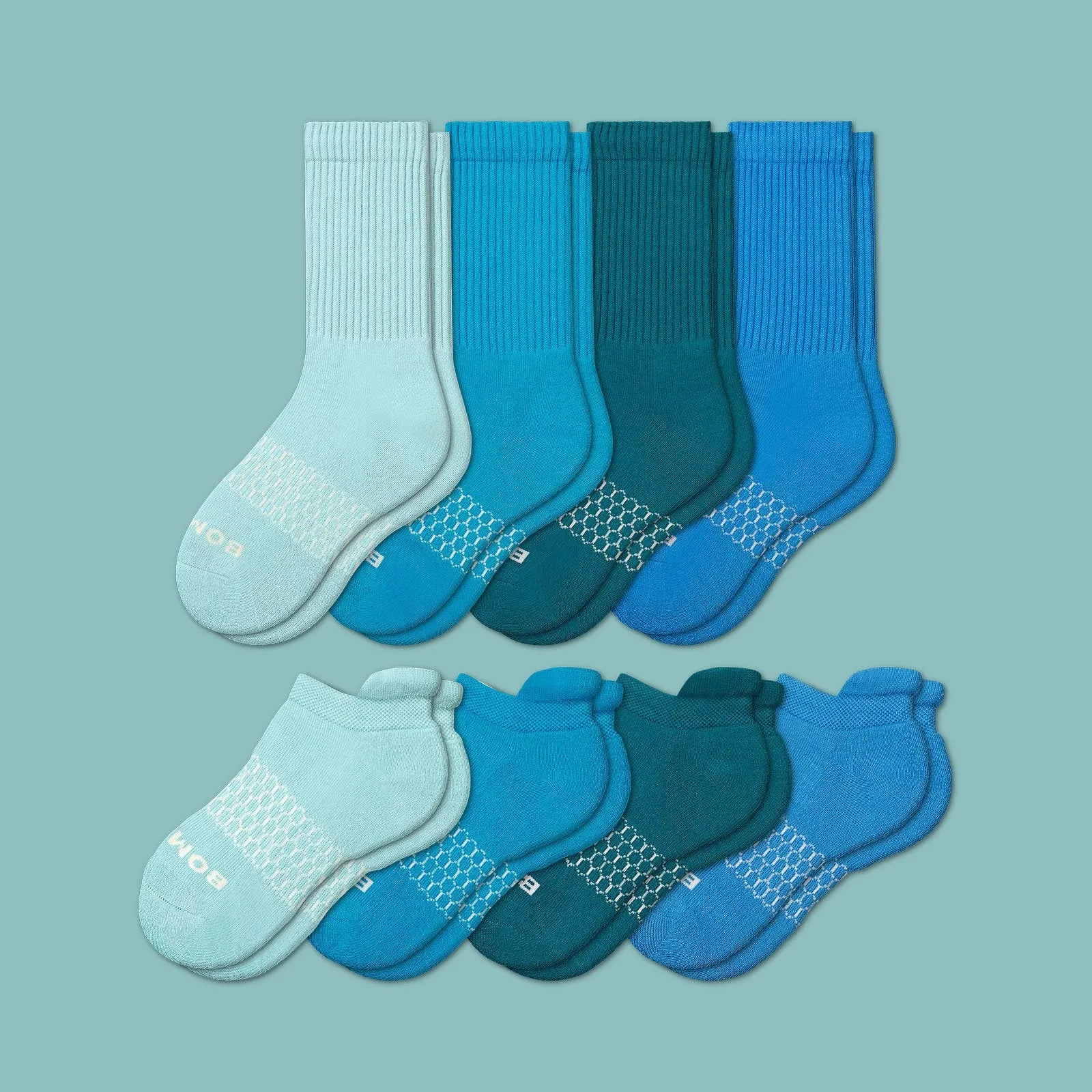 Youth Solids Calf & Ankle Sock 8-Pack