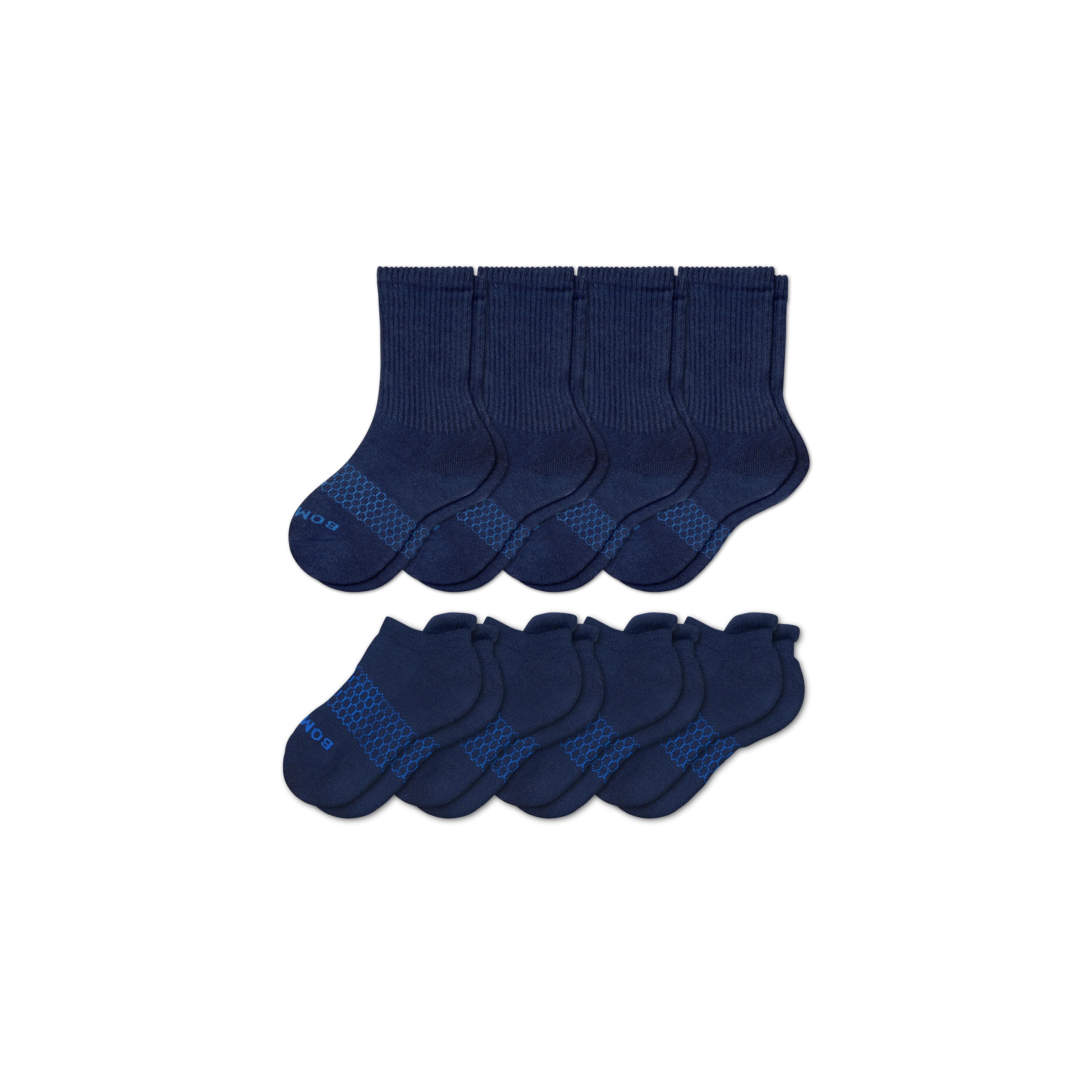 Youth Solids Calf & Ankle Sock 8-Pack