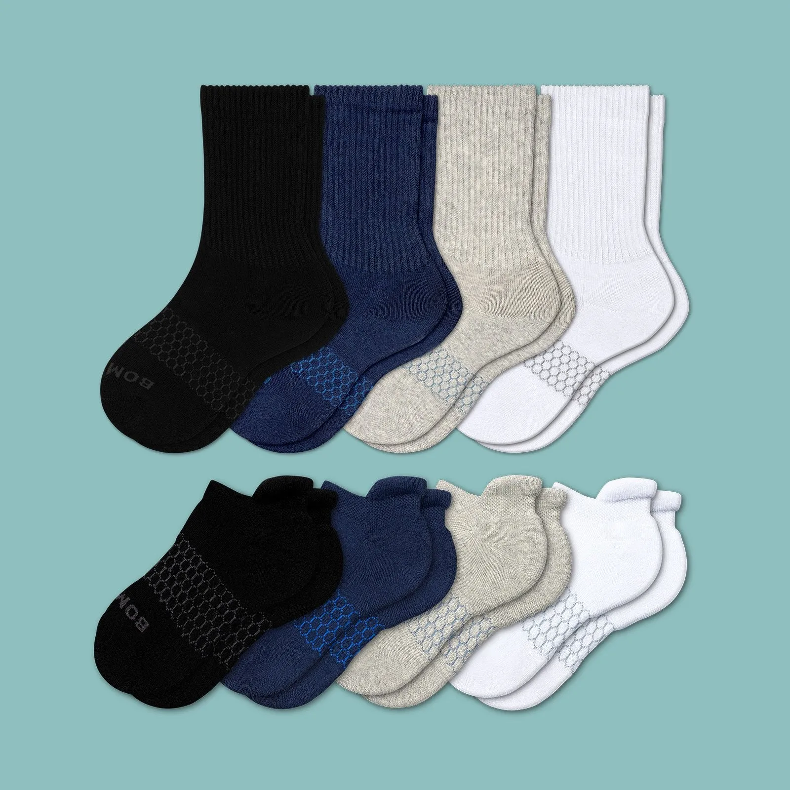 Youth Solids Calf & Ankle Sock 8-Pack
